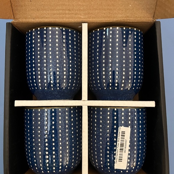Blue Ceramic Dotted Cups Set of 4 - Picture 6 of 6